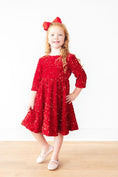 Load image into Gallery viewer, Red Velvet Sequin Dress
