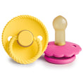 Load image into Gallery viewer, FRIGG Rope/Daisy Natural Rubber Pacifier (Sunflower/Fuchsia) 2-Pack (6-18 Months)
