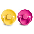 Load image into Gallery viewer, FRIGG Rope/Daisy Natural Rubber Pacifier (Sunflower/Fuchsia) 2-Pack (6-18 Months)
