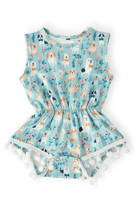 FURRY FRIENDS POM POM ROMPER