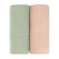 Load image into Gallery viewer, Muslin Swaddle Blanket in Sage & Blush, 2 Pack

