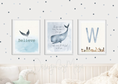 Load image into Gallery viewer, "Just Count All the Fish in the Sea" - Baby Ocean Whale Set - Luster Paper Nursery Wall Art Prints
