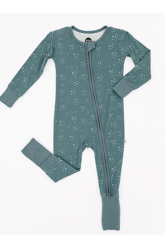 Bamboo One Piece Zip Pajama - Starlit Sky