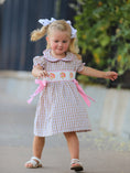 Load image into Gallery viewer, Fall Thanksgiving Lapel Plaid Chick Embroidery Smocking Bow Baby Girls Dress
