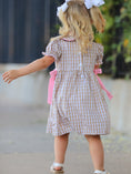 Load image into Gallery viewer, Fall Thanksgiving Lapel Plaid Chick Embroidery Smocking Bow Baby Girls Dress
