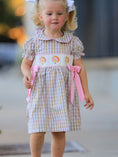 Load image into Gallery viewer, Fall Thanksgiving Lapel Plaid Chick Embroidery Smocking Bow Baby Girls Dress
