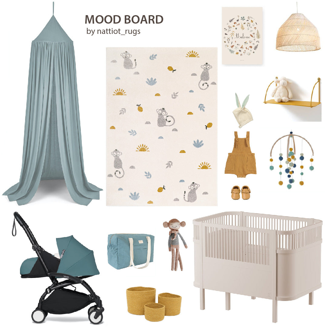 LITTLE WILD MONKEY HONEY M children's rug