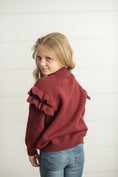 Load image into Gallery viewer, Wine Ruffle Sweater
