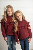 Load image into Gallery viewer, Wine Ruffle Sweater
