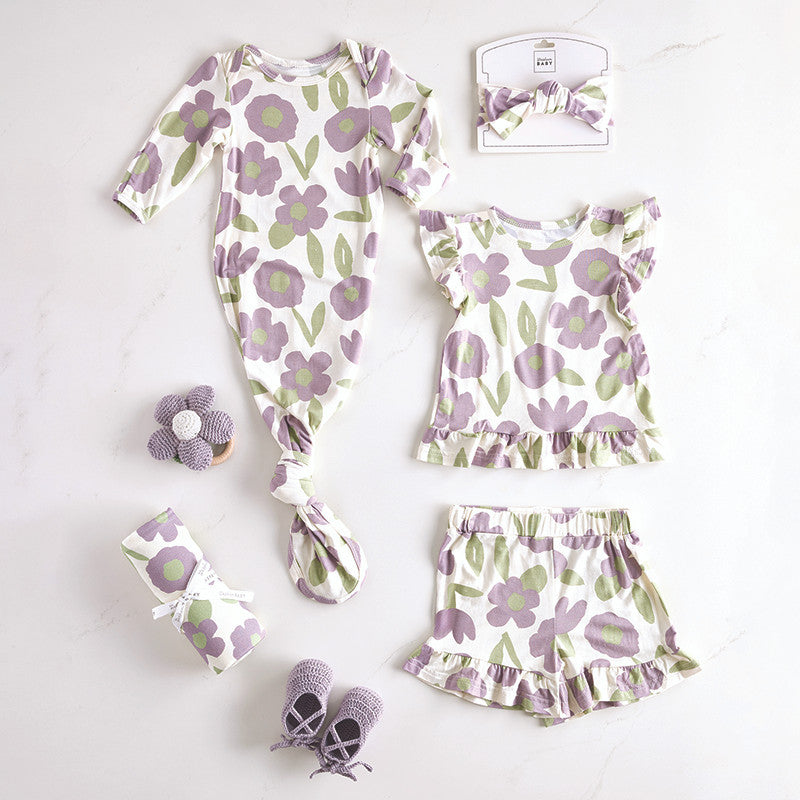 Knotted Gown - Purple Floral