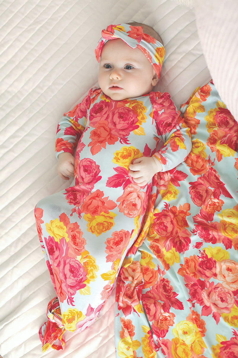 Knotted Gown - Rose Floral