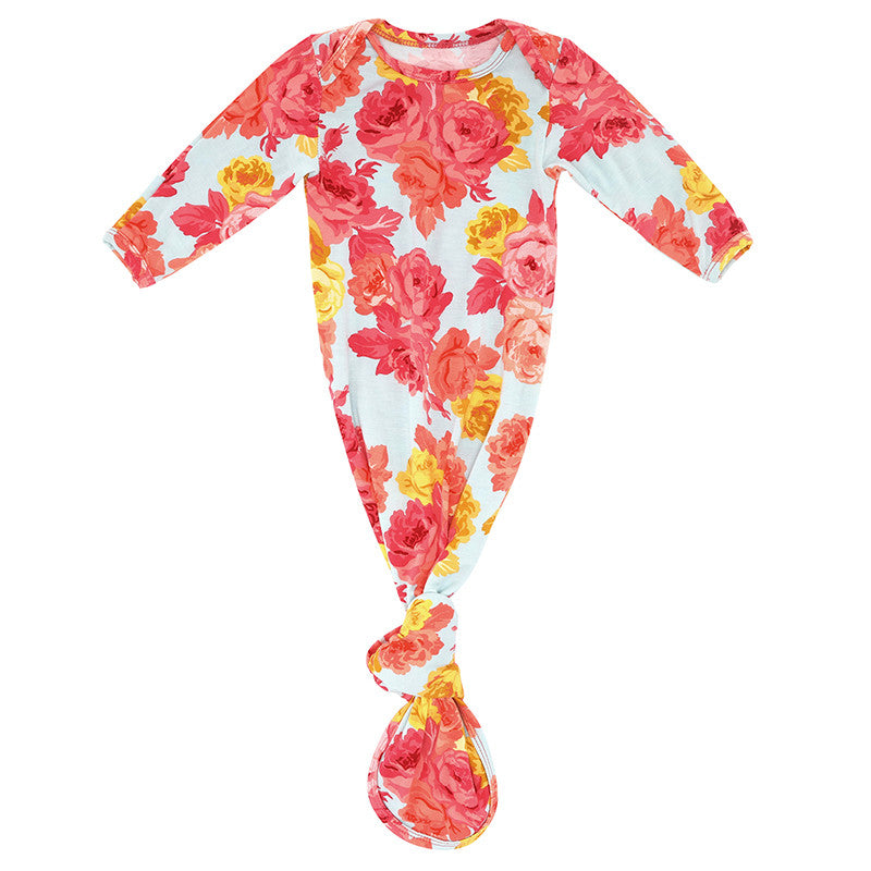 Knotted Gown - Rose Floral