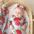 Load image into Gallery viewer, Knotted Gown - Blue Gingham + Red Roses

