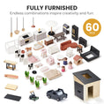 Load image into Gallery viewer, Sweet Family Gift Set: Black Dollhouse & Dollhouse Garage & Extra Dolls Set
