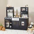 Load image into Gallery viewer, Tiny Land® Iconic Wooden Play Kitchen – Black Pretend Cooking Set for Kids
