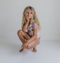 Load image into Gallery viewer, Tan Floral Shortie Leotard
