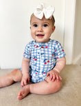Load image into Gallery viewer, Red White & Blue Cherry Gingham Bamboo Shorty Pajamas
