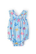 Load image into Gallery viewer, TIDEPOOL TREASURES RUFFLE CROSS BACK ROMPER

