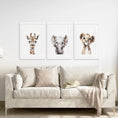 Load image into Gallery viewer, Cute Set of 3 Watercolor Jungle Animal Wall Art
