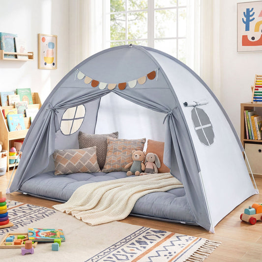 Twin Size Indoor Canopy Tent for Kids with 2 Window and Suits 3+