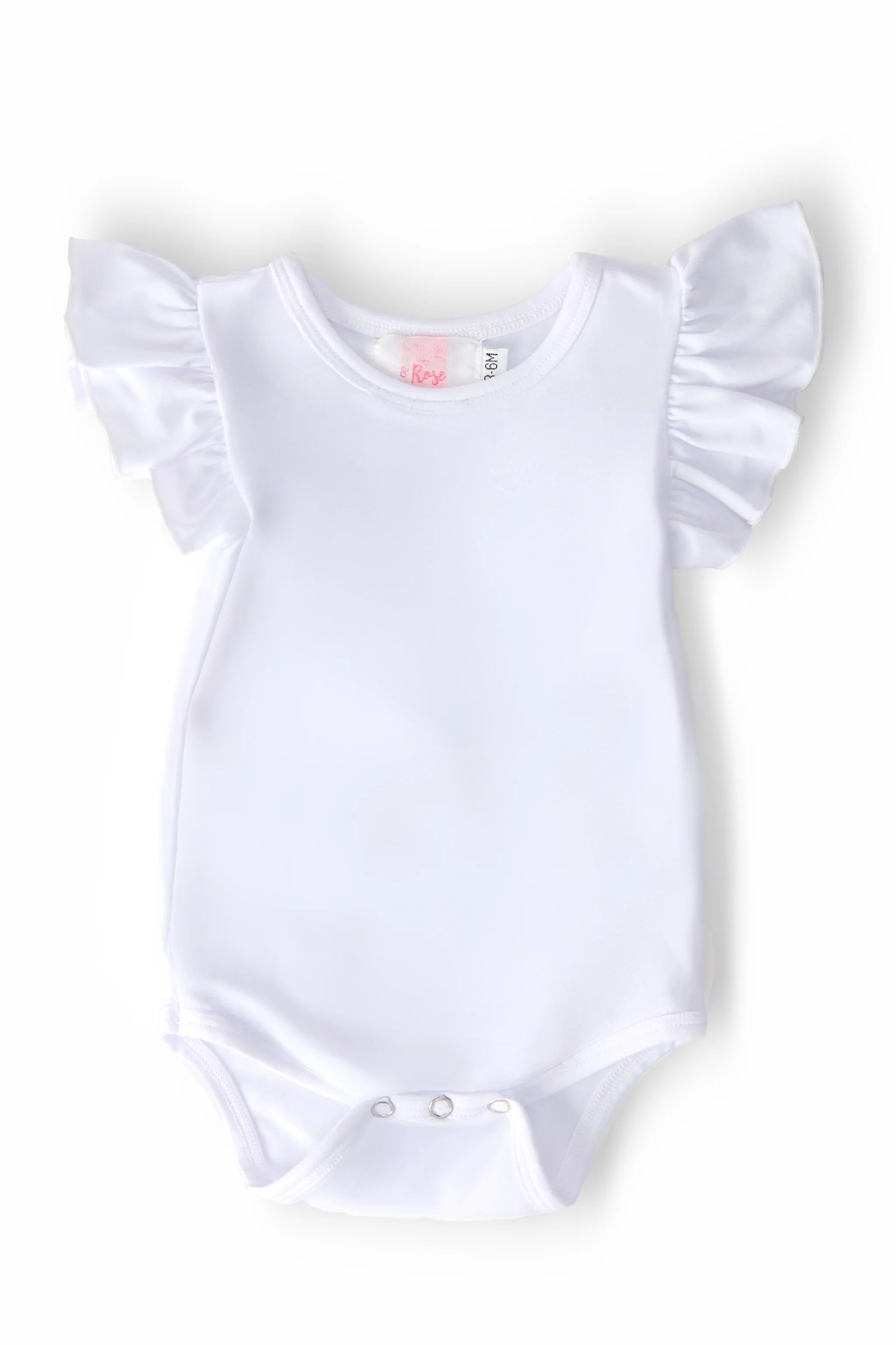 WHITE S/S FLUTTER BODYSUIT