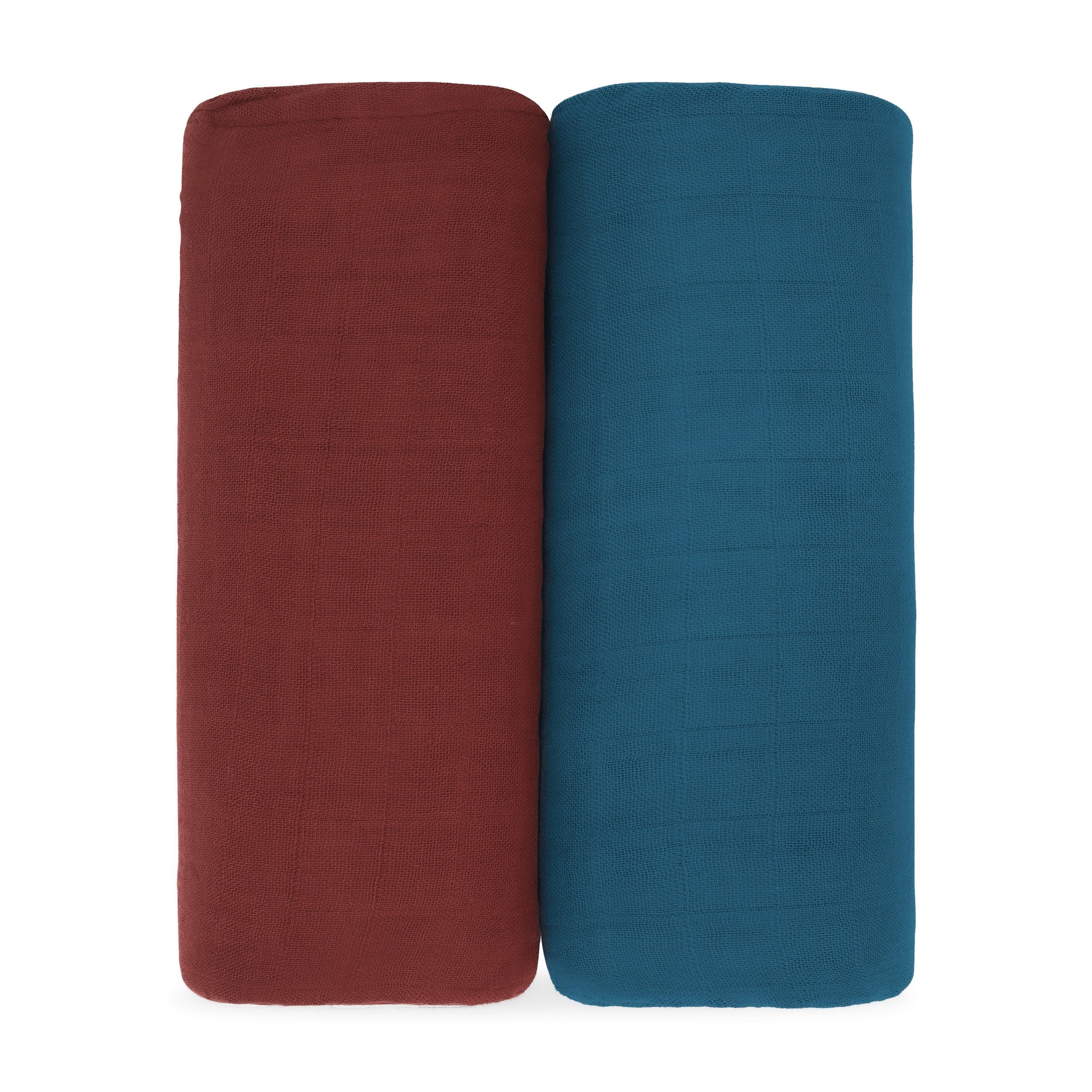 Muslin Swaddle Blanket in Wine & Neptune, 2 Pack