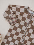 Load image into Gallery viewer, Ribbed Bamboo Zip Romper | Latte Checkered
