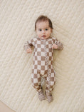 Load image into Gallery viewer, Ribbed Bamboo Zip Romper | Latte Checkered
