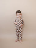Load image into Gallery viewer, Ribbed Bamboo Two Piece Set | Latte Checkered
