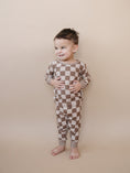 Load image into Gallery viewer, Ribbed Bamboo Two Piece Set | Latte Checkered
