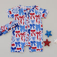 Load image into Gallery viewer, Bamboo Shorty Romper  | Red-White & Bows
