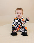 Load image into Gallery viewer, Bamboo Zip Romper | Checker Blaze
