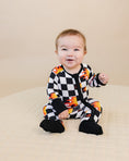 Load image into Gallery viewer, Bamboo Zip Romper | Checker Blaze
