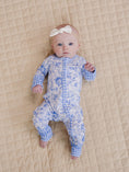 Load image into Gallery viewer, Bamboo Zip Romper | Blue Flowers
