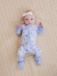 Load image into Gallery viewer, Bamboo Zip Romper | Blue Flowers
