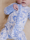 Load image into Gallery viewer, Bamboo Zip Romper | Blue Flowers
