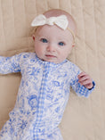 Load image into Gallery viewer, Bamboo Zip Romper | Blue Flowers
