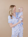 Load image into Gallery viewer, Bamboo Zip Romper | Blue Flowers
