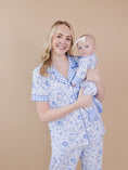 Load image into Gallery viewer, Bamboo Zip Romper | Blue Flowers
