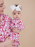Load image into Gallery viewer, Bamboo Zip Romper | Cherry Bow
