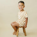 Load image into Gallery viewer, Golden Coast Check 2pc Bamboo Lounge Set
