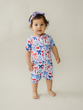 Load image into Gallery viewer, Bamboo Shorty Romper  | Red-White & Bows
