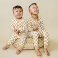 Load image into Gallery viewer, Golden Coast Check 2pc Bamboo Pajamas

