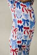 Load image into Gallery viewer, Bamboo Zip Romper  | Red-White & Bows
