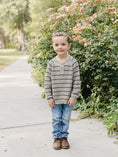 Load image into Gallery viewer, Brown + Charcoal Stripe Knit Sweater
