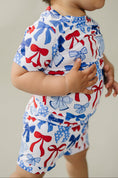 Load image into Gallery viewer, Bamboo Shorts Set | Red-White & Bows
