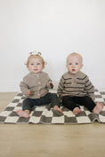 Load image into Gallery viewer, Brown + Charcoal Stripe Knit Sweater
