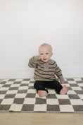 Load image into Gallery viewer, Brown + Charcoal Stripe Knit Sweater
