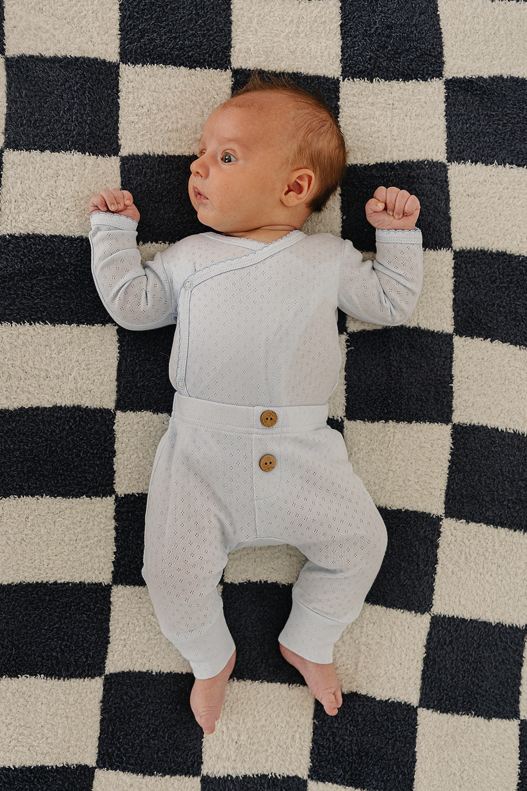 Blue Pointelle Layette Set