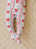Load image into Gallery viewer, Bamboo Zip Romper | Retro Candy Cane
